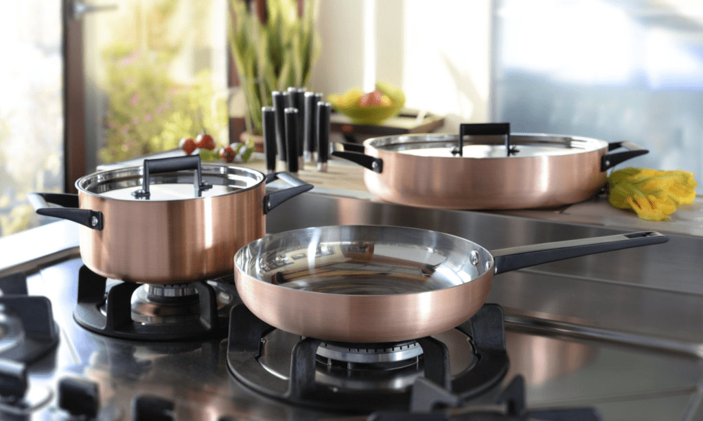 POTS AND PANS ON A STOVE TOP