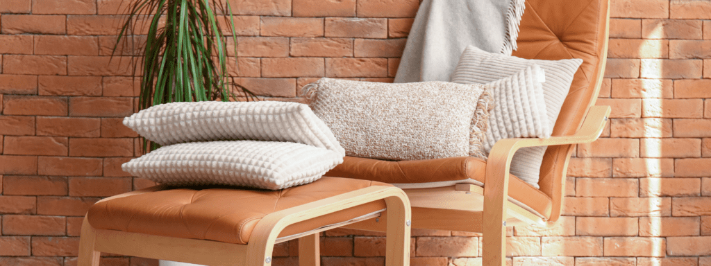 Pillows on Chair. Comfortable and relaxing outdoor space