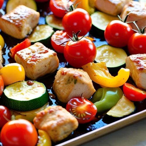 sheet pan chicken and roasted vegetables dinner